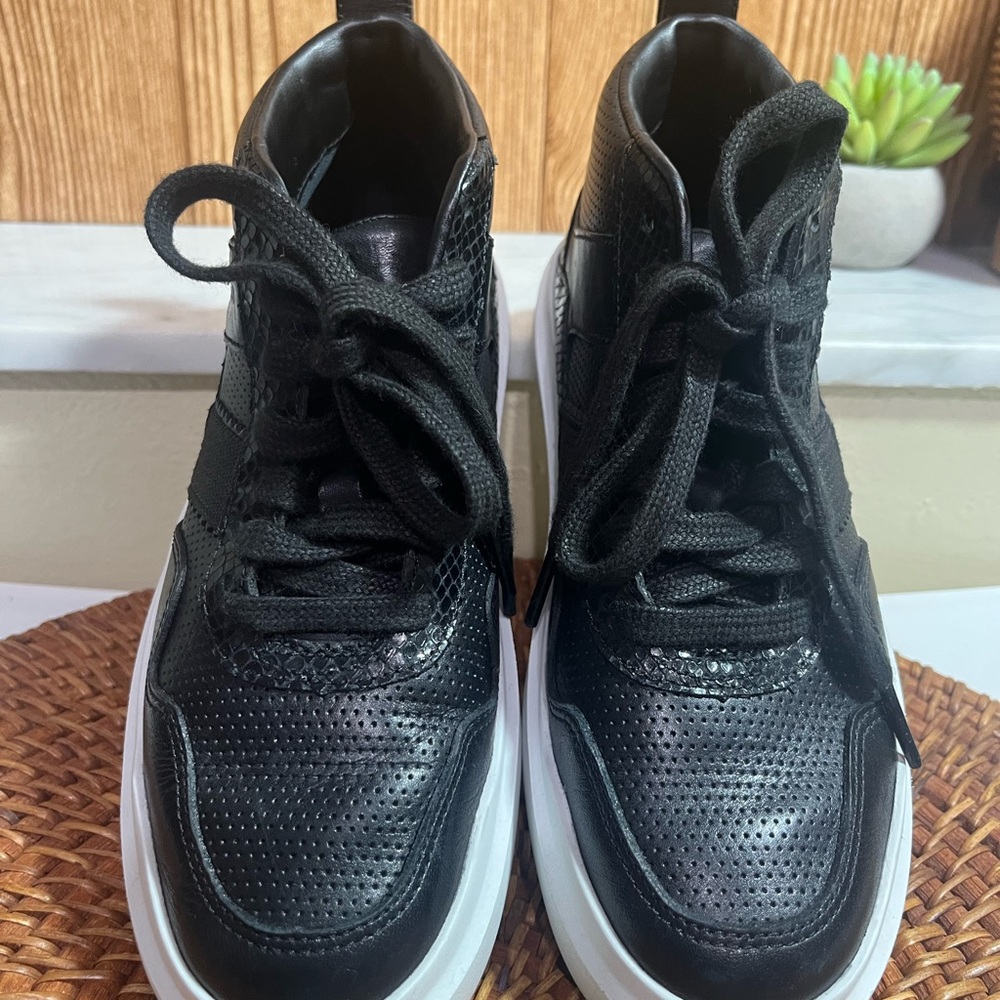 Women’s Cole Haan Grand Series Black Leather High-Top Sneakers size 5.5